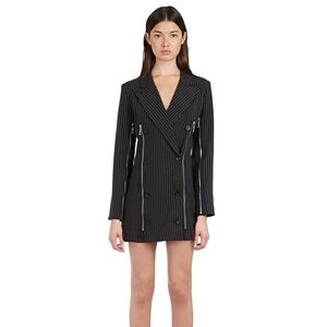 Danielle Guizio Xenia pinstripe blazer mini dress in white.